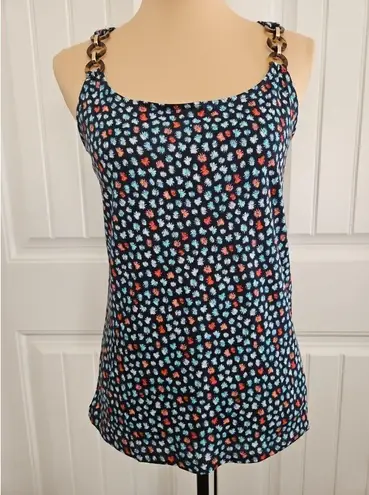 Michael Kors Midnightblue Ditzy Tank Chain Straps Size S Blue