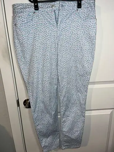 Charter Club Women's All OverPrinted Skinny Ankle Jeans BabyBlue Flowers Size 12