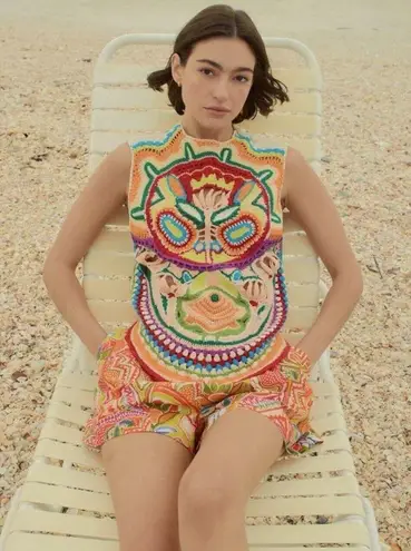 Marie Oliver NWT Armory Rainforest Crochet Linen Blend Tank Top