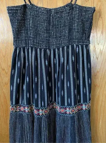 ZARA Bead and Embroidered Strappy Tiered Midi Dress Black Size S