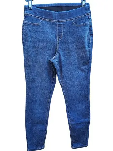Denim & Co . Cozy Touch Denim Roll-On Jeggings Deep Indigo Size 6 Stretch