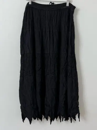 {OS} Vintage Black Boho Maxi Skirt Gothcore, Whimsycore, Fairy core Size XL
