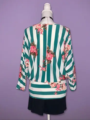 ee:some NEW Boutique Striped Floral Off Shoulder Top