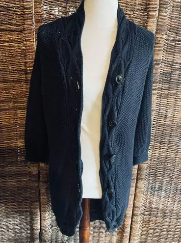 Calvin Klein Jeans  Black Long Cardigan Knitted Button Up Size M