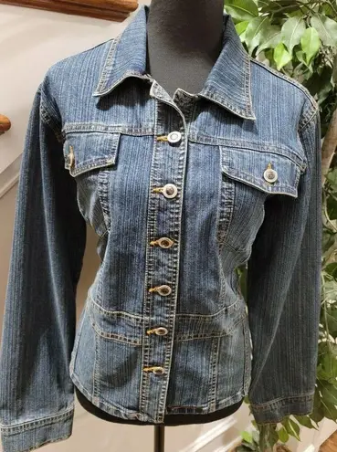 Duck head  Women's Blue Denim Cotton Long Sleeve Buttons Style Stretch Jacket L