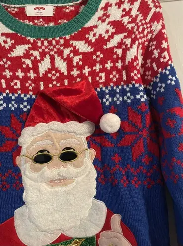 Holiday Time Ugly Christmas Sweater, Santa Thumbs Up, L 42-44