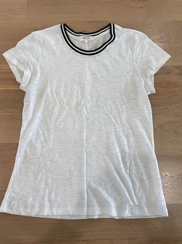 Goldie Tipped Ringer Tee white black size small