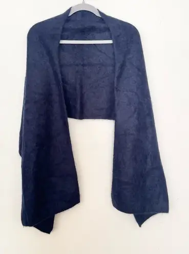 Soft Goat Brushed Alpaca Blend Wool Scarf Wrap Navy Blue