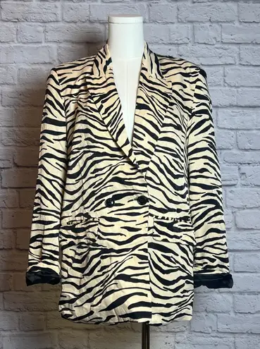 ZARA  Zebra Print Double Breasted Blazer Women's Small - Image 1