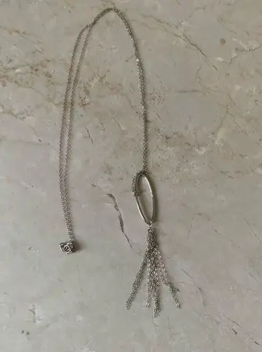 Gorjana Reese Long Tassel Necklace White Gold 925 Sterling Silver