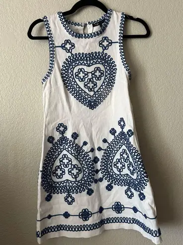 Maje Fitted Embroidered Mini Dress White Size 38