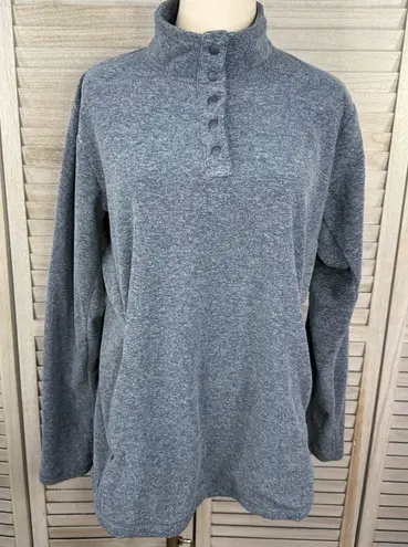 DULUTH TRADING CO. Women's "Frost Lake" Cozy Pullover Mock Neck Fleece Blue