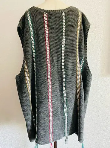 Vintage Sweater Vest Cardigan Gray Colorful Stripes Size undefined