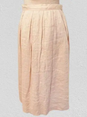 Vintage Cloak of Many Colors Linen Scalloped Midi Skirt Blush Small Pink