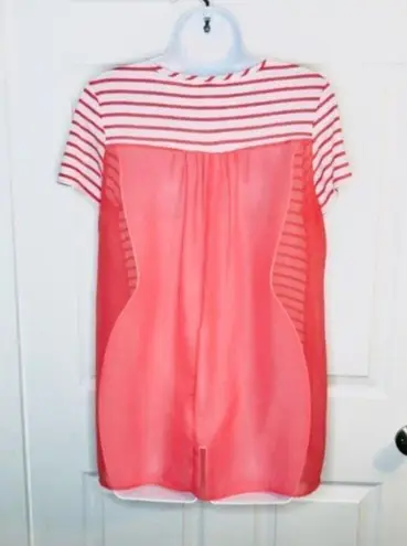 Charming Charlie  Stripe Sheer Back T-shirt Coral M