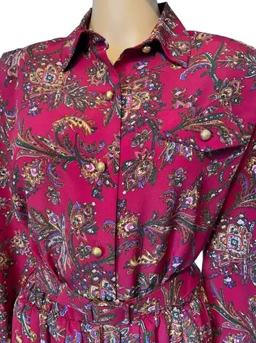 Andrea Gayle Petites Vintage 90s Red Eclectic Paisley Floral Secretary Dress Size 12