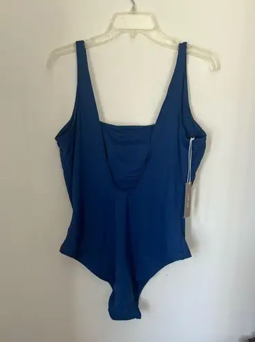 Everlane NWT  Nyle square neck one piece blue swimsuit size XL