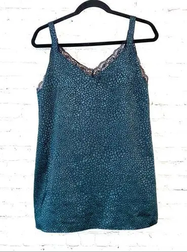 Lane Bryant  Lace Trim Green & Black Animal Print Chemise