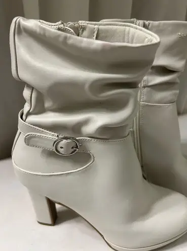 Impo Otis Ladies Boots Booties Slouch Ankle Heels Zippered Buckle Trim 6.5M