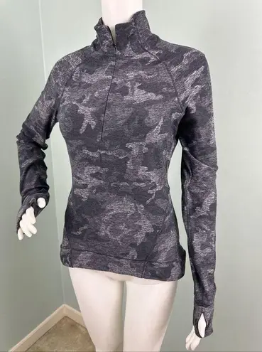 Lululemon  Outrun the Elements 1/2 Zip Incognito Camo HTR Pullover Black Size 6