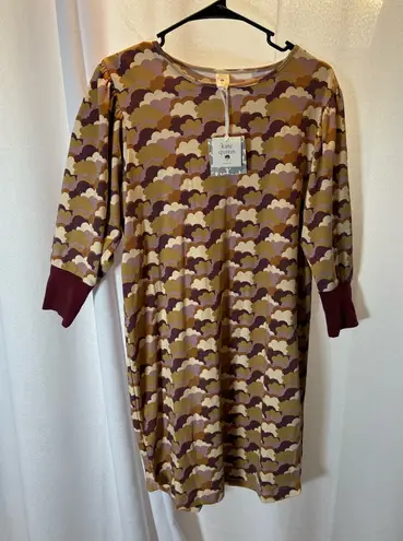 NWT Kate Quinn Henley Lounge Dress Clouds 3/4 Sleeve Women's Size Medium New 495 Brown - Image 1