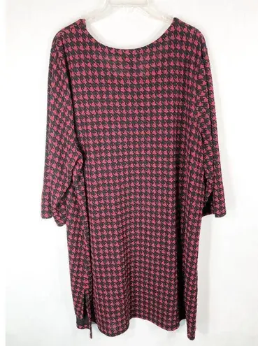 Houndstooth Catherines Plus Size 2X Top 22W 24W Red Black  Scoop Neck Stretch 236