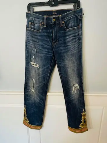 POLO Ralph Lauren Jeans THE WAVERLY STRAIGHT CROP Embellished Military Style 28