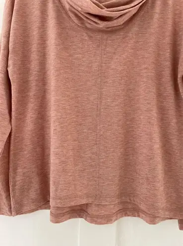 Lou & grey LOFT x  Jerseyknit Cowl Neck Long Sleeve Shirt Top in Heathered Pink