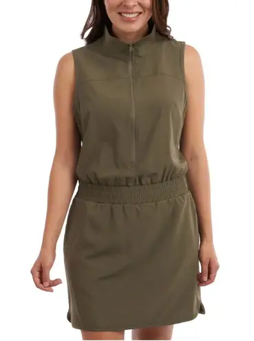 Elle NWT Olive Green Zip-Up athletic Dress. Zip front, skort w pockets. Size M