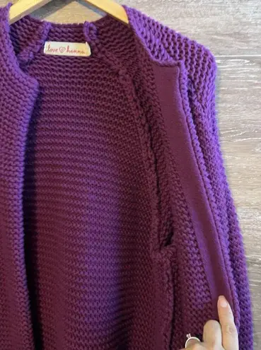 Hanna Andersson Women Chunky Knit Cardigan Purple Small Wool Love Hanna NWOT