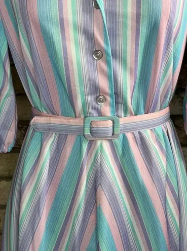 shirt dress striped pastel blue pink white matching belt