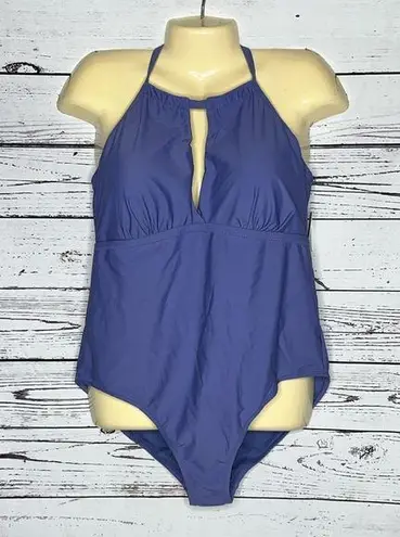 Raisin's Curve NWT Size 16W Purple/Blue One Piece Halter Bathing Suit Swimsuit