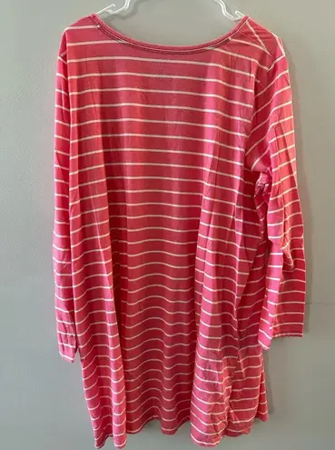 Croft & Barrow  Nightgown Women's 1X Pink Striped Long Sleeve Scoop Neck