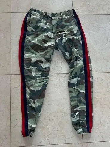 MOTHER Like New Camo Jogger Trouser Jeans with Stripe Sz 24 Green