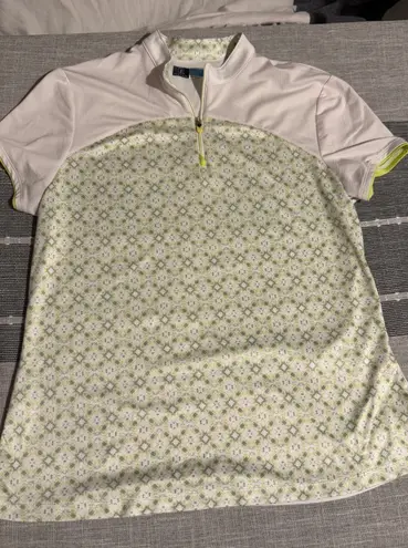 PGATOUR Womens Golf Polo Shirt Size L G Airflux Performance Textured Pattern White Size L