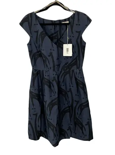 NWT Orla Kiely Painterly Giraffe V Neck Dress Ink US 8 Short UK 12 FR 40 Blue