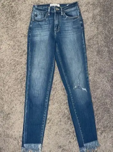 KanCan USA Kancan High Waisted Distressed Cropped Jeans Size 3 frayed skinny denim 25W