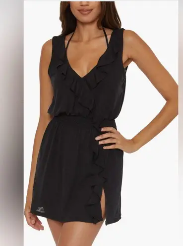 Becca Breezy Basic Ruffle Cover-Up Dress, Black, Medium, $78