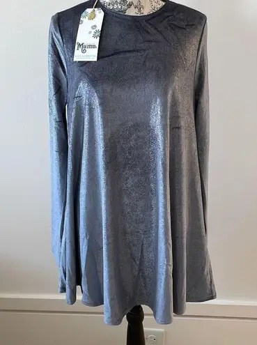 Show Me Your Mumu  Tyler Tunic Velour Gray metallic Swing Dress Small S New