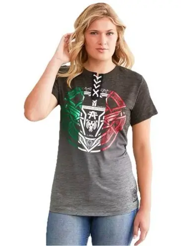 American Fighter x Affliction Brookview Women's Grey, Black, & Red Tee Size XS