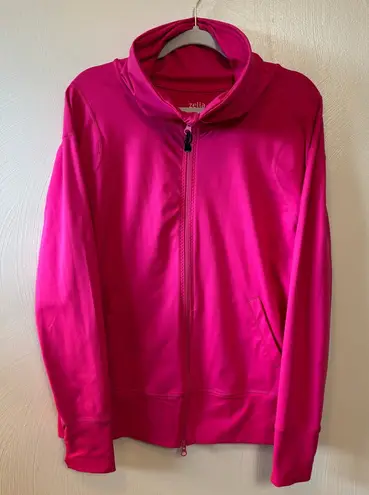 Zella  Women's Jacket Zip Up Cowl Neck‎ Thumb Holes Athletic Pink Fuchsia Large