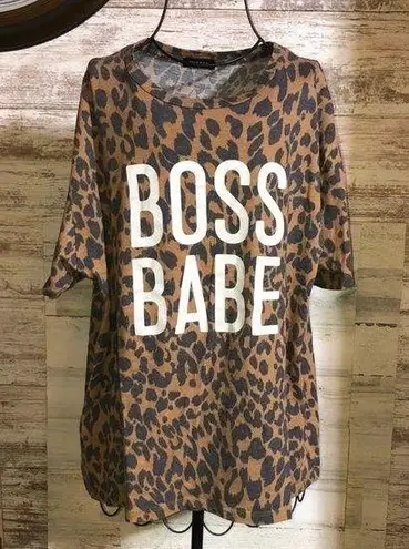 Zutter boss babe cheetah print shirt size large animal print working shirt