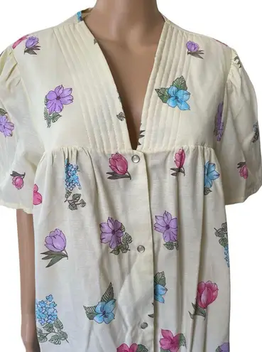 Simply Basic Vintage 80s Grannycore Cottagecore Floral Snap Button MuuMuu Dress Size L