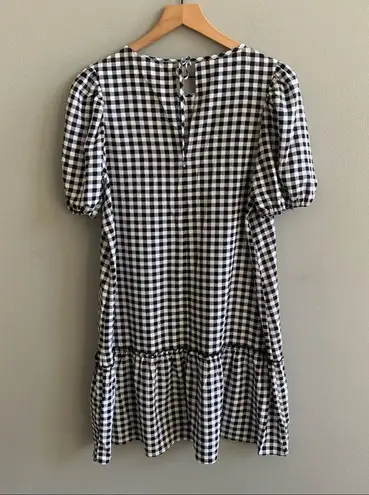 Divided H&M  Gingham Check Black and White Babydoll Dress Short Sleeve NWT Medium