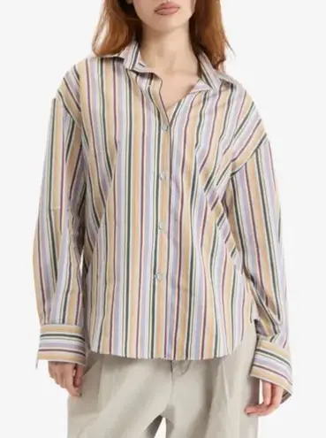 Faithfull the Brand Sz M Oversized Organic Cotton Striped Dress Shirt Blouse