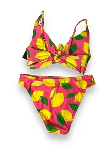 Kate Spade NWT Stunning  Pink Lemon bikini Swimsuit Size S knot twist front $148