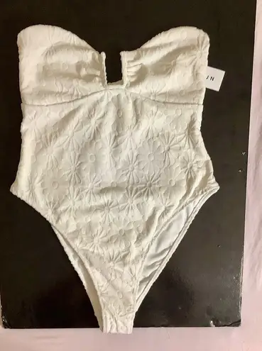 PacSun  Eco White Terry Strapless One Piece Swimsuit Size Medium