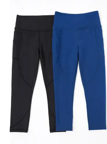 Zyia Active High Rise Pocket Leggings Lot(Black & Navy)Size 8–10, Side Pockets Black