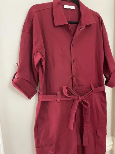 Burgundy Red Coveralls Boiler Field Suit Belted Jumpsuit Magnolia Brand Large