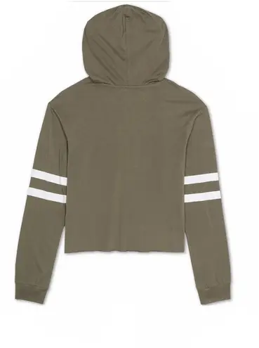 Love Tribe Olive Cropped MTV Graphic Hoodie Long Sleeve Size XL